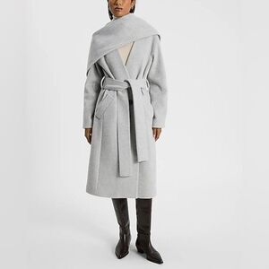 Elegant Gray Belted Coat with shawl EXPRESS